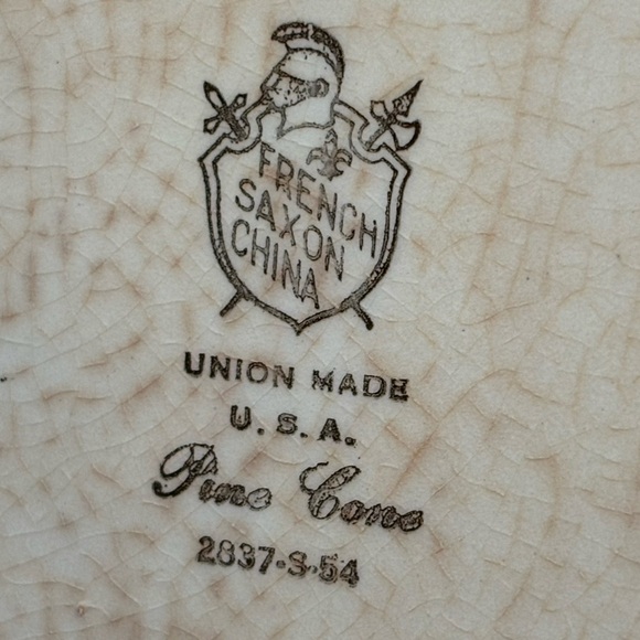 French Saxon China Pine Cone Round Handled Cake Platter Size 11 3/8”W - Picture 4 of 4